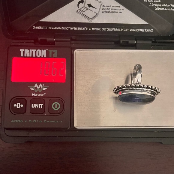 Sterling Silver & Natural Sodalite Gemstone Ring - Picture 11 of 11